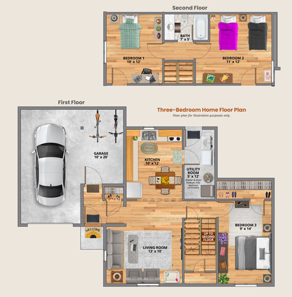 Waterworks 3-Bedroom Home Floor Plan Sample
